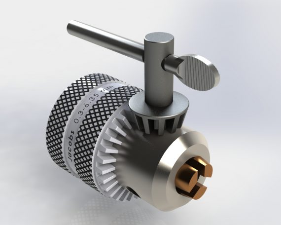 طرح سه بعدی آچار سه نظام دریل